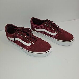Vans Ward Platform Womens S9 Sneaker Burgundy Plaid Suede Shoe